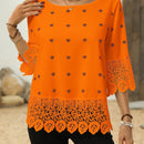 Clasi Blusa de verano para mujer con mangas 3/4 y detalles de encaje