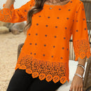 Clasi Blusa de verano para mujer con mangas 3/4 y detalles de encaje