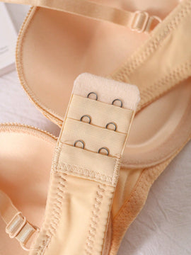 Sujetador solido con fruncido, sujetador simple y comodo con aros push-up, lenceria y ropa interior para mujer