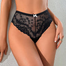 Panties triangulares de encaje para mujer con decoracion de lazo (1 pieza)