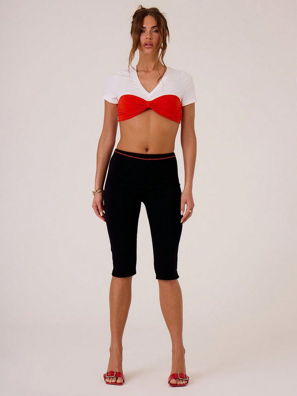 MUSERA Pantalones capri de verano con dobladillo dividido