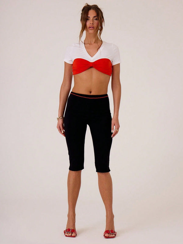 MUSERA Pantalones capri de verano con dobladillo dividido