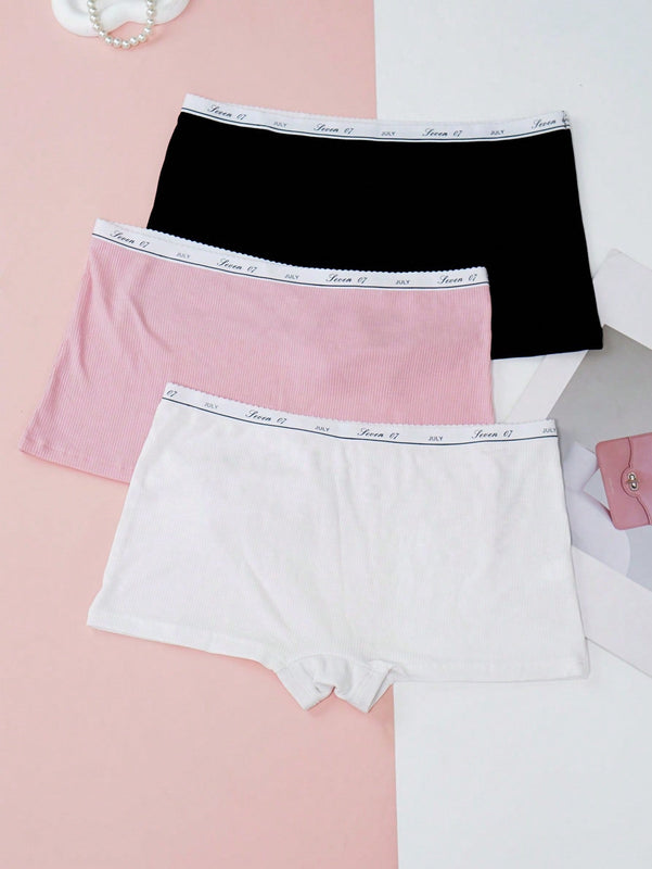 Paquete de 3 braguitas para mujer con corte cuadrado y diseno impreso de moda