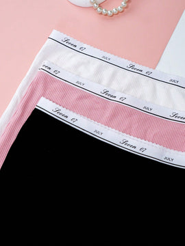 Paquete de 3 braguitas para mujer con corte cuadrado y diseno impreso de moda