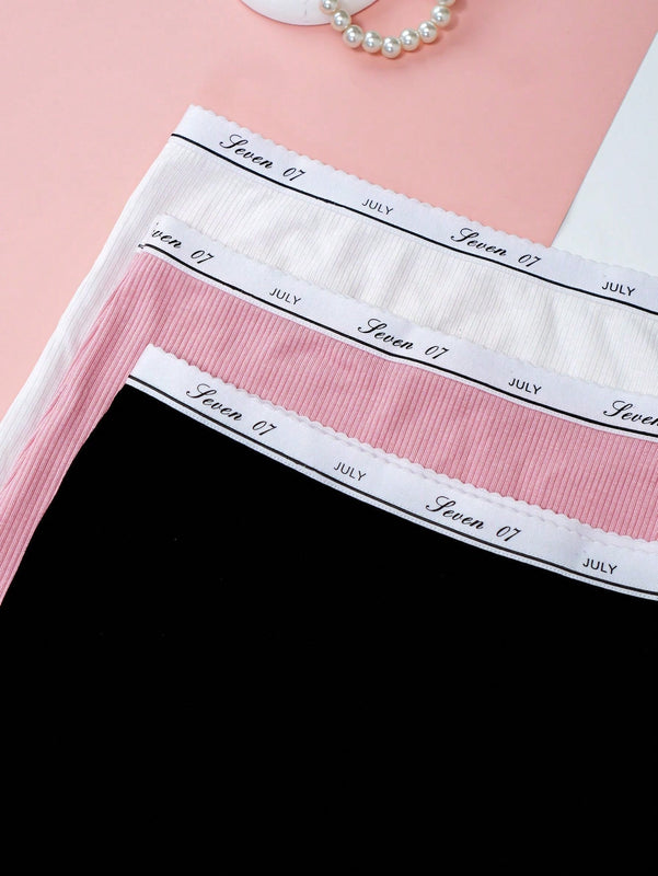 Paquete de 3 braguitas para mujer con corte cuadrado y diseno impreso de moda