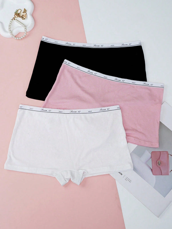 Paquete de 3 braguitas para mujer con corte cuadrado y diseno impreso de moda