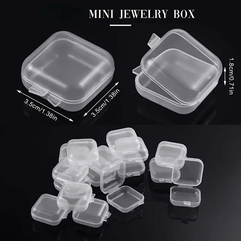 20 Piezas, Cajas De Almacenamiento De Joyas De Plástico Transparente Con Tapas, Mini Estuches Organizadores De Pendientes, Pequeños Contenedores Cuadrados Para Cuentas, Maquillaje, Proyectos De Manualidades, Accesorios De Organización Para El Hogar, Caja