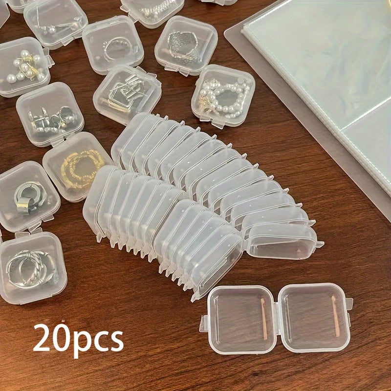 20 Piezas, Cajas De Almacenamiento De Joyas De Plástico Transparente Con Tapas, Mini Estuches Organizadores De Pendientes, Pequeños Contenedores Cuadrados Para Cuentas, Maquillaje, Proyectos De Manualidades, Accesorios De Organización Para El Hogar, Caja