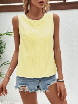 LUNE Blusa sin mangas de encaje con parche para mujer, muy a la moda