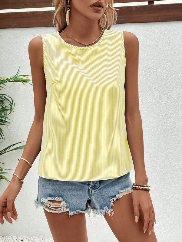 LUNE Blusa sin mangas de encaje con parche para mujer, muy a la moda