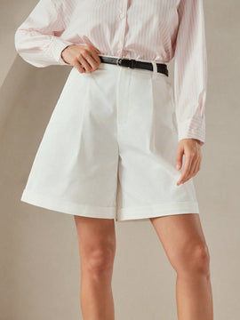 Anewsta Pantalones cortos bermuda casuales con dobladillo enrollado