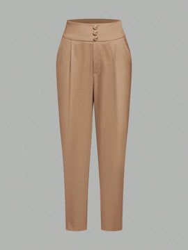 Clasi Pantalones largos y conicos casuales para mujer con botones decorativos
