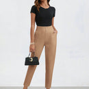 Clasi Pantalones largos y conicos casuales para mujer con botones decorativos