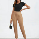 Clasi Pantalones largos y conicos casuales para mujer con botones decorativos