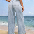 VCAY Pantalones largos de mezclilla para mujer de unicolor sueltos y a la moda