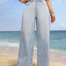 VCAY Pantalones largos de mezclilla para mujer de unicolor sueltos y a la moda
