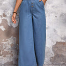 LUNE Jeans simples de pierna ancha con diseno diario de unicolor y ribete de volantes