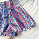 WYWH Mujeres verano casuales pantalones cortos flojos de cintura alta con cordon y estampado floral a rayas para vacaciones