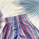 WYWH Mujeres verano casuales pantalones cortos flojos de cintura alta con cordon y estampado floral a rayas para vacaciones