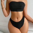 Conjunto de sosten inalambrico de encaje de unicolor para mujer, 2 piezas