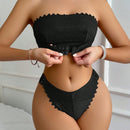 Conjunto de sosten inalambrico de encaje de unicolor para mujer, 2 piezas