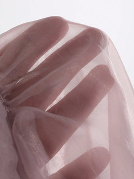 FRIFUL Camisa de mujer de unicolor con cuello alto y lazo romantico en la espalda