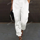 Pantalones cargo de mujer con bolsillo con solapa, cordon y cintura elastica