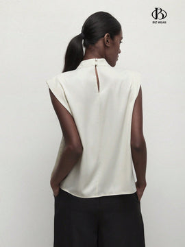 BIZwear Camisa sin mangas de tirantes anchos color albaricoque para mujer, casual de verano