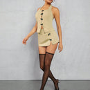 Haute Mini pantalon de falda con abertura lateral y lazo