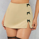 Haute Mini pantalon de falda con abertura lateral y lazo