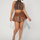 Haute Top Corto De Cuello Alto Simulado Con Ondas De Sueter
