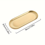 Bandeja de tocador de latón, 1 pieza - Organizador ovalado para joyería y cosméticos sin electricidad, almacenamiento de perfumes y maquillaje, elegante soporte para esponjas y jabones, accesorio para baño y decoración del hogar