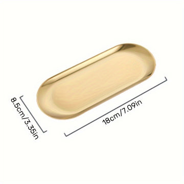 Bandeja de tocador de latón, 1 pieza - Organizador ovalado para joyería y cosméticos sin electricidad, almacenamiento de perfumes y maquillaje, elegante soporte para esponjas y jabones, accesorio para baño y decoración del hogar