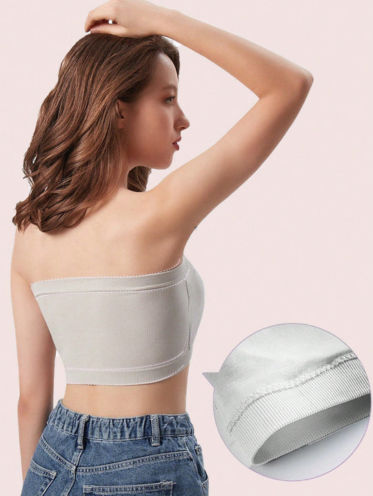 NEW Sujetador basico sin tirantes de doble capa para mujer con almohadilla para el pecho, sin alambre envuelto para evitar la exposicion de luz