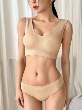 DAZY Conjunto de cami de ocio con tejido de punto acanalado y sin cables para una espalda hermosa