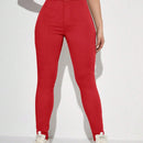 EZwear Pantalones largos de moda de unicolor para mujer, ajustados y elegantes, para ocasiones casuales