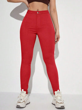 EZwear Pantalones largos de moda de unicolor para mujer, ajustados y elegantes, para ocasiones casuales