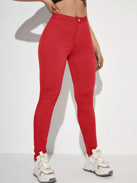 EZwear Pantalones largos de moda de unicolor para mujer, ajustados y elegantes, para ocasiones casuales