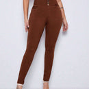Essnce Pantalones largos casuales ajustados de unicolor para mujer