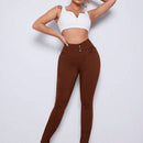 Essnce Pantalones largos casuales ajustados de unicolor para mujer