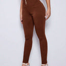 Essnce Pantalones largos casuales ajustados de unicolor para mujer