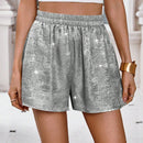 LUNE Shorts brillantes de linea A con hebilla y bolsillo para festivales de musica y uso casual, primavera y verano