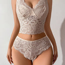 Set de lenceria romantica elegante y comoda de encaje para mujeres - 2 piezas