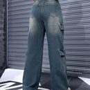 EZwear Jeans holgados y rectos para mujer con multiples bolsillos utilitarios para uso diario informal