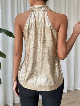 LUNE Camisa de verano sin mangas de unicolor de moda