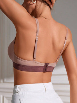 Bra simple para damas con diseno de malla y colores contrastantes