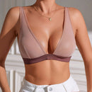 Bra simple para damas con diseno de malla y colores contrastantes