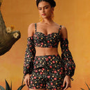 Frida Kahlo X  X Designer RAUL OROZCO Shorts con estampado floral completo y bolsillos oblicuos para el verano