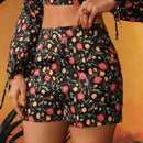 Frida Kahlo X  X Designer RAUL OROZCO Shorts con estampado floral completo y bolsillos oblicuos para el verano