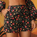 Frida Kahlo X  X Designer RAUL OROZCO Shorts con estampado floral completo y bolsillos oblicuos para el verano